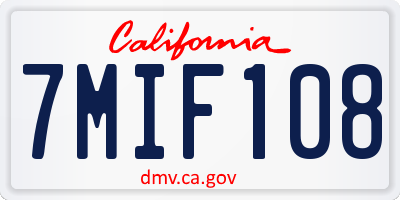 CA license plate 7MIF108
