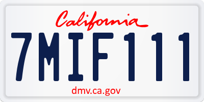 CA license plate 7MIF111