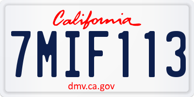 CA license plate 7MIF113