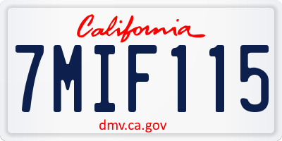 CA license plate 7MIF115