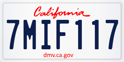 CA license plate 7MIF117
