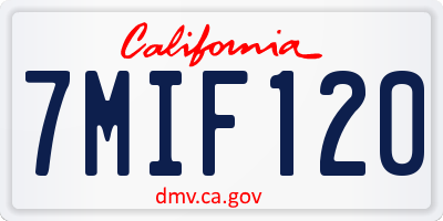 CA license plate 7MIF120