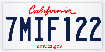 CA license plate 7MIF122