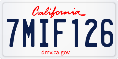 CA license plate 7MIF126