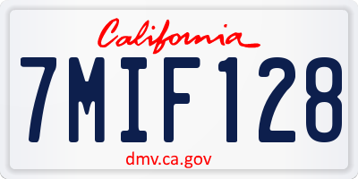 CA license plate 7MIF128