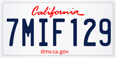 CA license plate 7MIF129