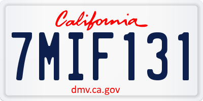 CA license plate 7MIF131