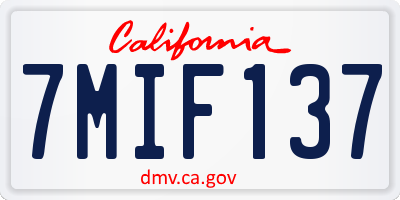 CA license plate 7MIF137