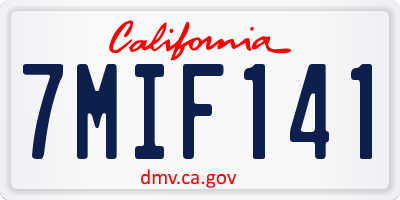 CA license plate 7MIF141