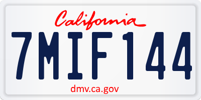 CA license plate 7MIF144