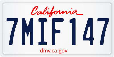 CA license plate 7MIF147