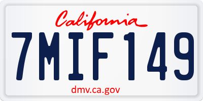 CA license plate 7MIF149