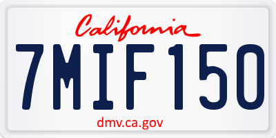 CA license plate 7MIF150