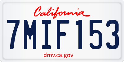 CA license plate 7MIF153