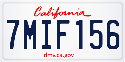 CA license plate 7MIF156