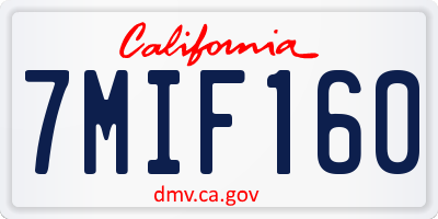 CA license plate 7MIF160