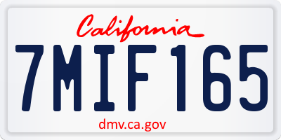CA license plate 7MIF165
