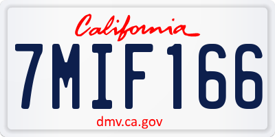CA license plate 7MIF166