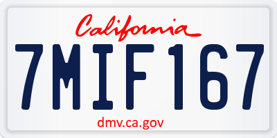 CA license plate 7MIF167