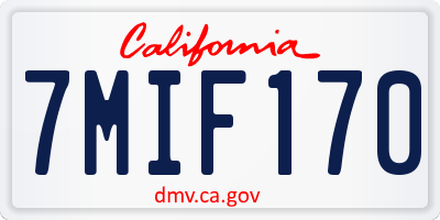 CA license plate 7MIF170