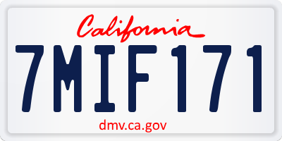 CA license plate 7MIF171