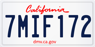 CA license plate 7MIF172