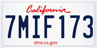 CA license plate 7MIF173