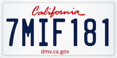 CA license plate 7MIF181