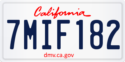 CA license plate 7MIF182