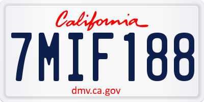 CA license plate 7MIF188