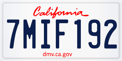 CA license plate 7MIF192
