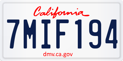CA license plate 7MIF194