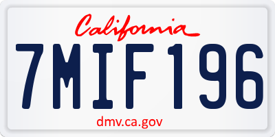 CA license plate 7MIF196