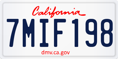 CA license plate 7MIF198