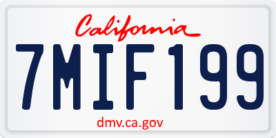 CA license plate 7MIF199