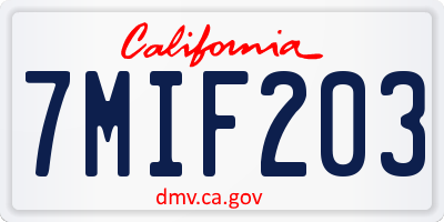 CA license plate 7MIF203