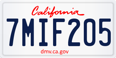 CA license plate 7MIF205