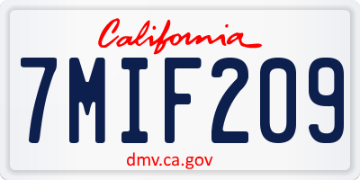 CA license plate 7MIF209