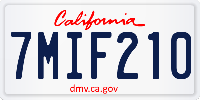 CA license plate 7MIF210
