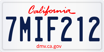 CA license plate 7MIF212