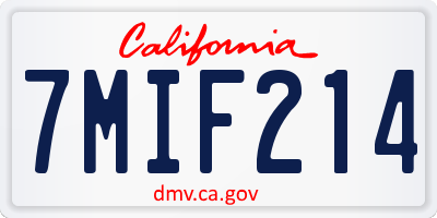 CA license plate 7MIF214