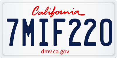 CA license plate 7MIF220