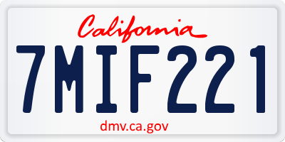 CA license plate 7MIF221