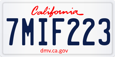 CA license plate 7MIF223