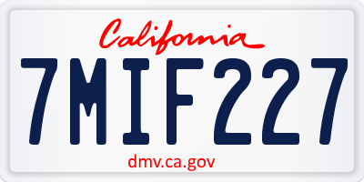 CA license plate 7MIF227