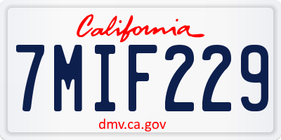 CA license plate 7MIF229