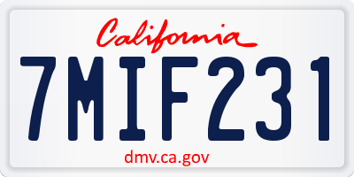 CA license plate 7MIF231