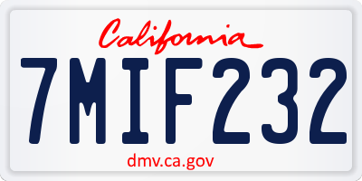 CA license plate 7MIF232