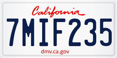 CA license plate 7MIF235