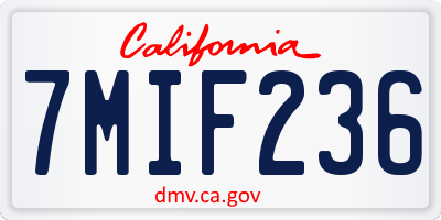CA license plate 7MIF236